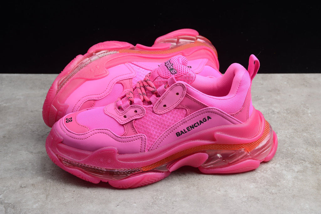 Balenciaga Triple S Thick Sole Running Sneakers for Men and Women Hot Pink
