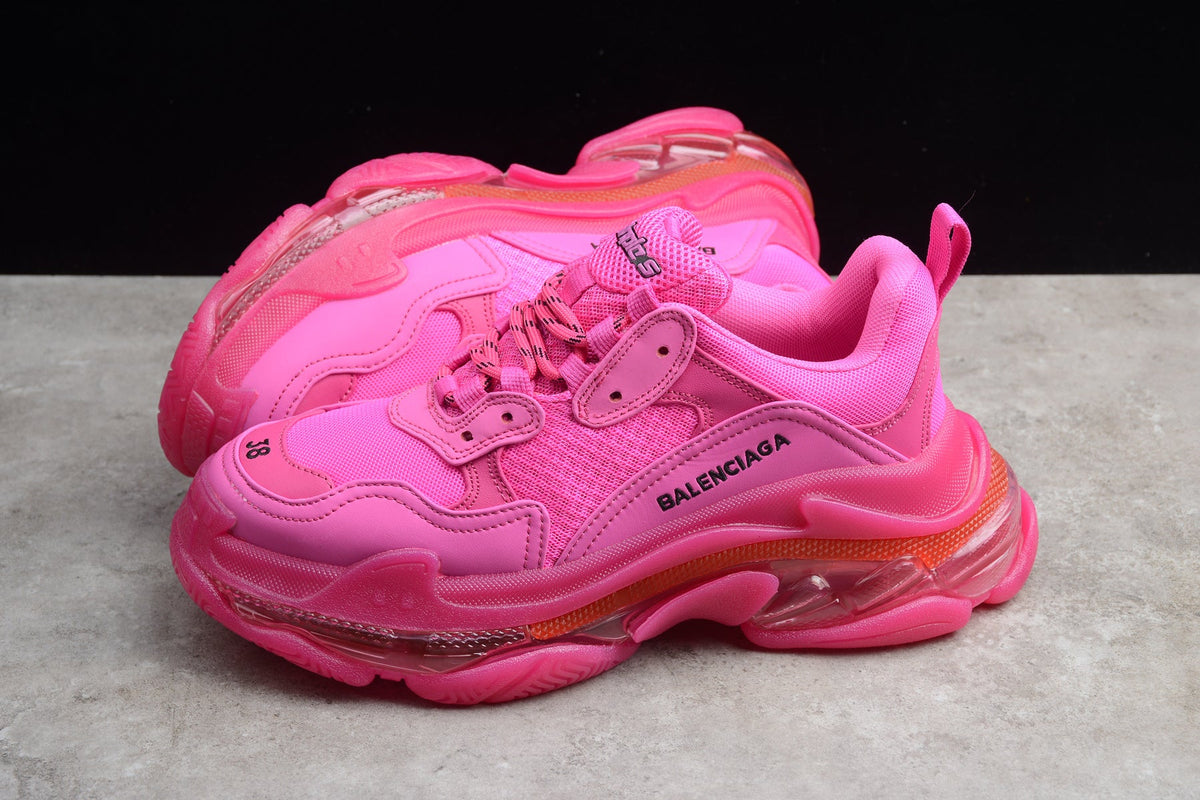 Balenciaga Triple S Thick Sole Running Sneakers for Men and Women Hot Pink