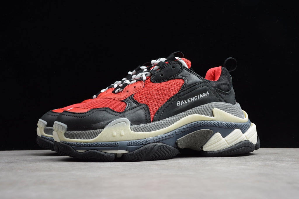 Balenciaga Triple S Thick Sole Running Sneakers for Men and Women Red Black Grey