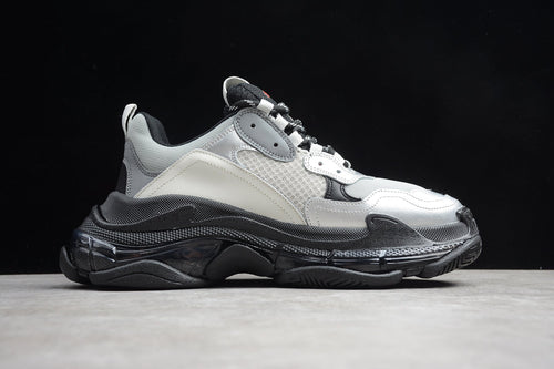 Balenciaga Triple S Thick Sole Running Sneakers for Men and Women Silver Grey Black