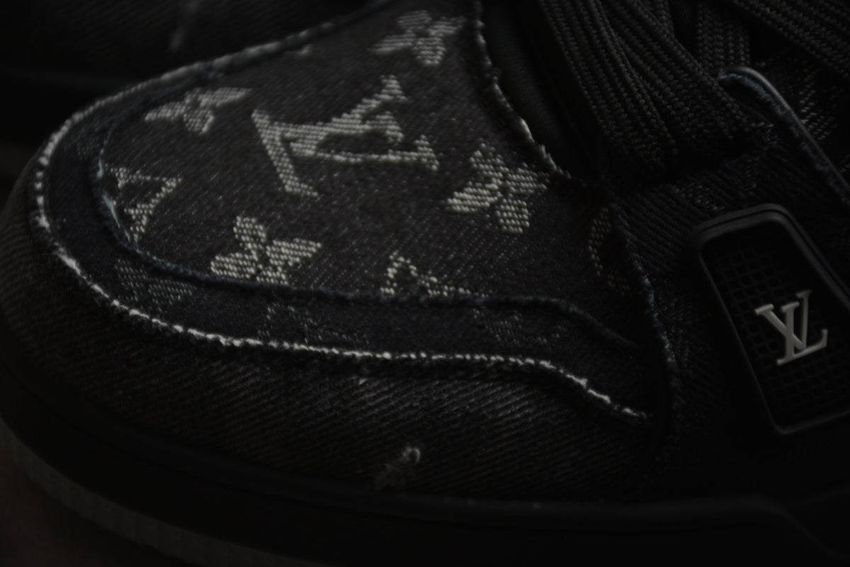 Louis Vuitton LV Trainer Leather Sneaker Black Denim Monogram Unisex