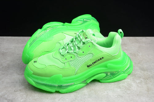 Balenciaga Triple S Thick Sole Running Sneakers for Men and Women Fluorescent Green
