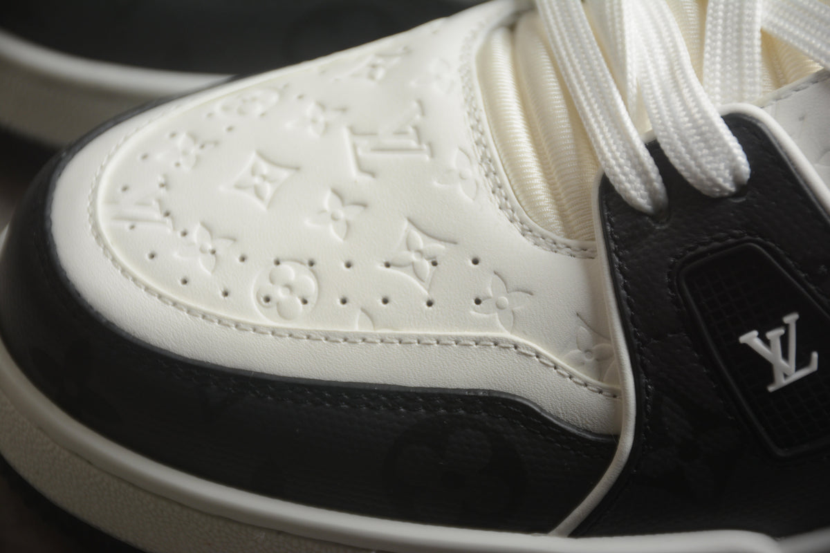 Louis Vuitton LV Trainer Leather Sneaker Black White Embossed Monogram Unisex
