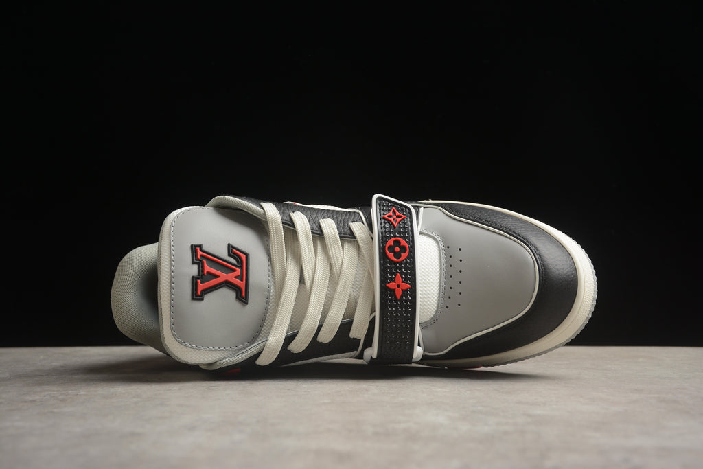 Louis Vuitton LV Trainer Leather Sneaker Black Grey Red Mesh Unisex
