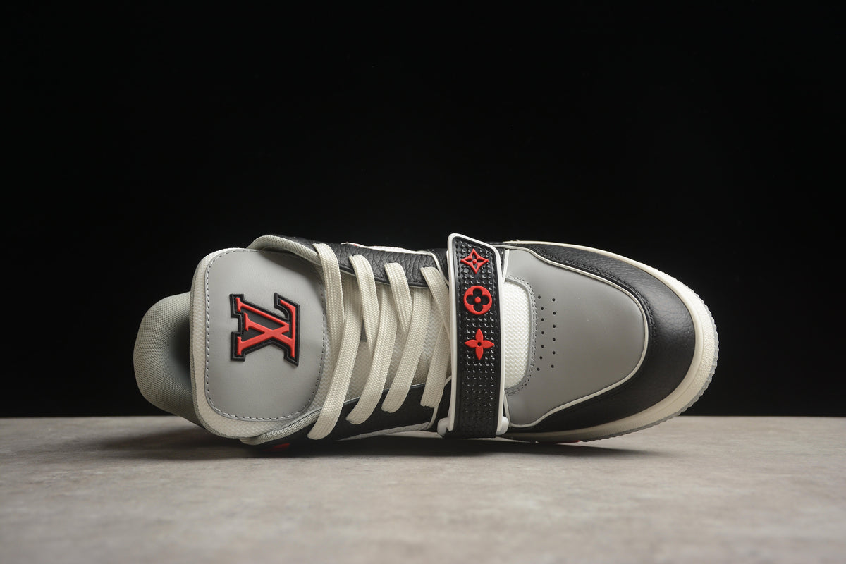 Louis Vuitton LV Trainer Leather Sneaker Black Grey Red Mesh Unisex