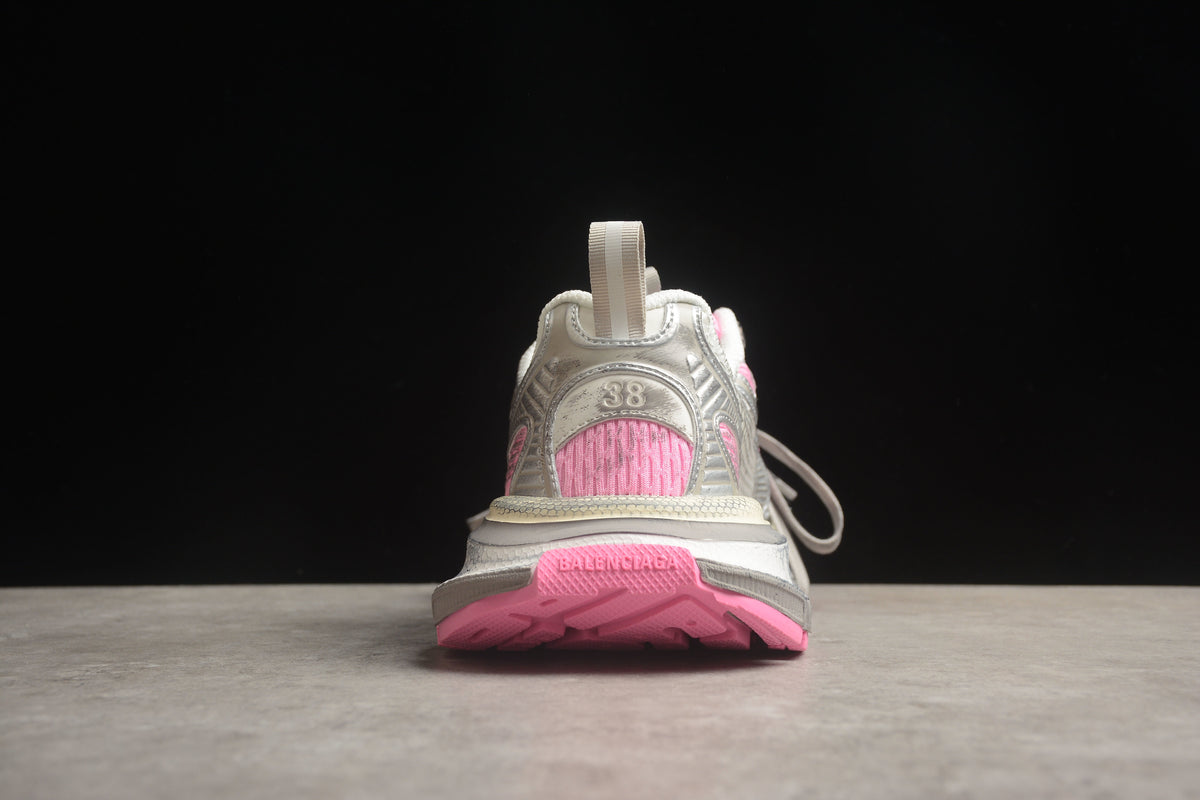 Balenciaga 3XL Unisex Sneakers – Distressed Chunky Style Silver / Pink
