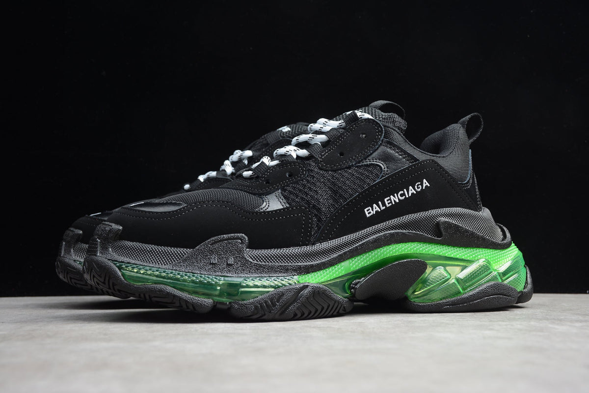 Balenciaga Triple S Thick Sole Running Sneakers for Men and Women Black Green