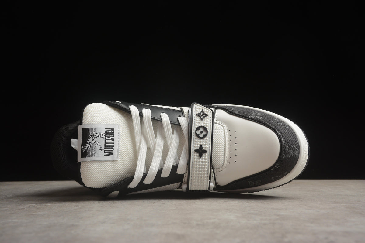Louis Vuitton LV Trainer Leather Sneaker Unisex Black White Monogram
