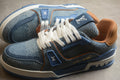 Louis Vuitton LV Trainer Leather Sneaker Denim Blue Unisex