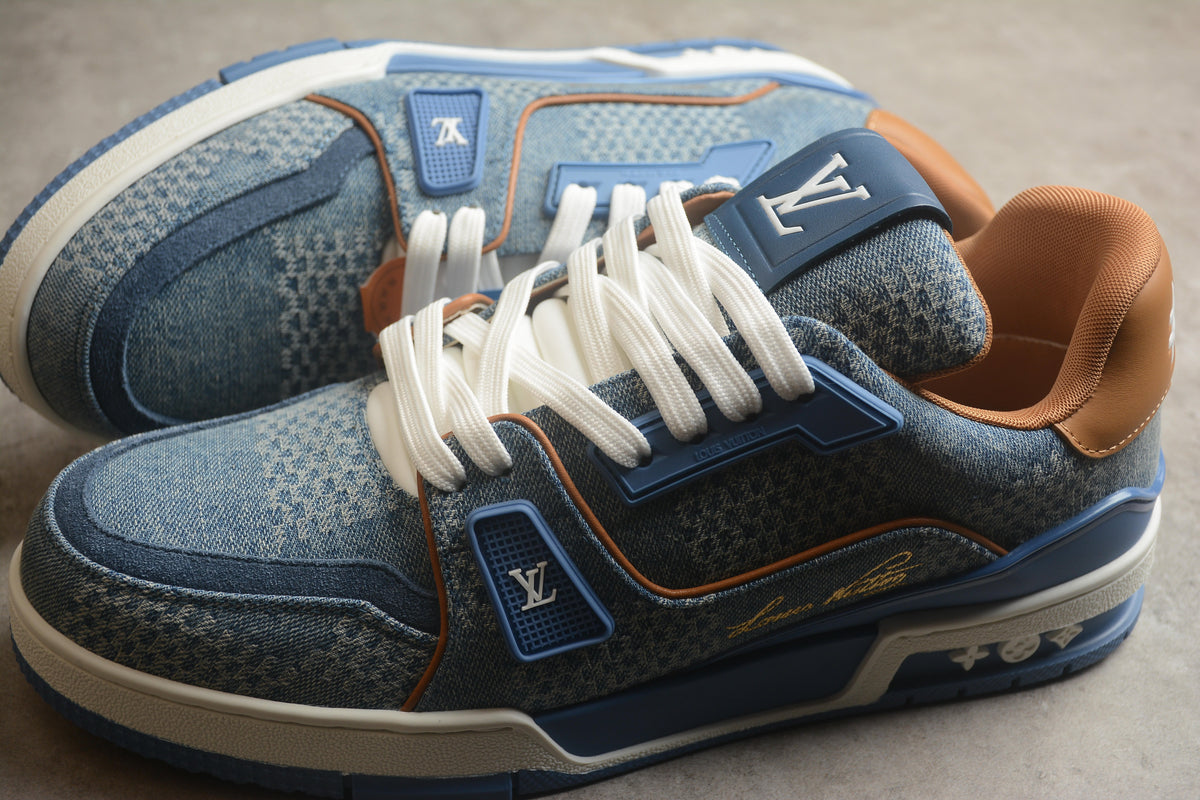 Louis Vuitton LV Trainer Leather Sneaker Denim Blue Unisex
