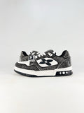 LV Skate Sneaker  Crystal Embellished Casual Shoes Unisex Black and White Full Diamond Style