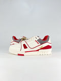 LV Skate Sneaker  Crystal Embellished Casual Shoes Unisex Beige, white, red and gray