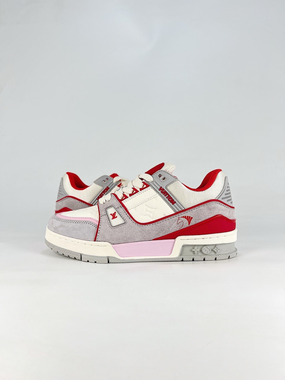 LV Skate Sneaker  Crystal Embellished Casual Shoes Unisex Beige, white, gray, red and pink