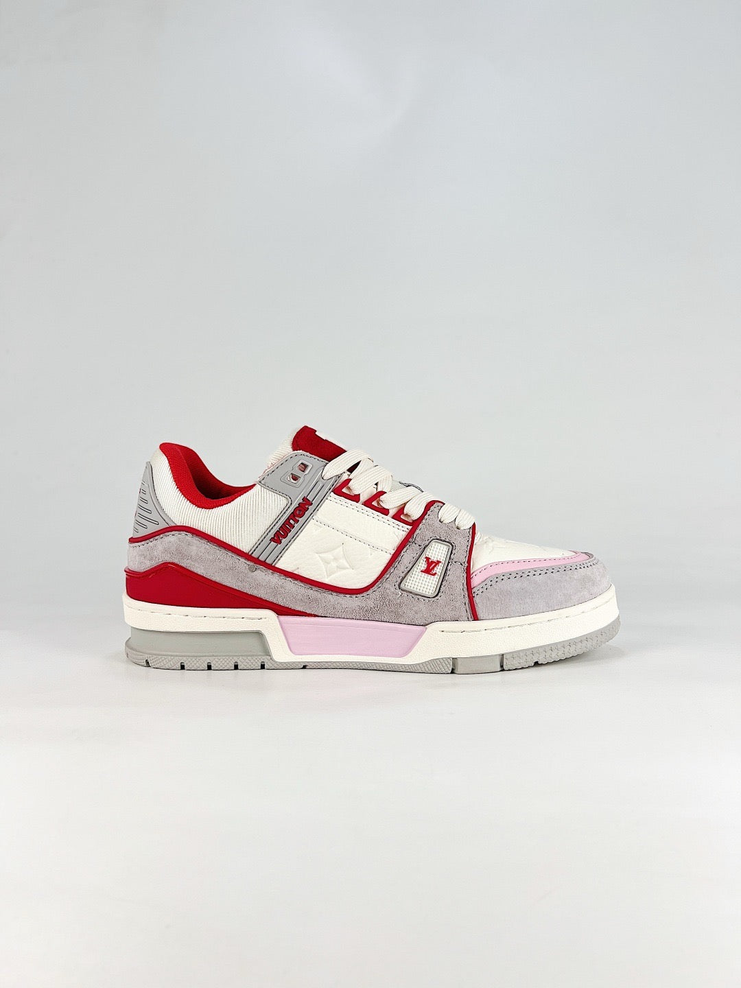 LV Skate Sneaker  Crystal Embellished Casual Shoes Unisex Beige, white, gray, red and pink