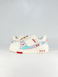 LV Skate Sneaker  Crystal Embellished Casual Shoes Unisex Rice White Colorful Laser Patchwork Style