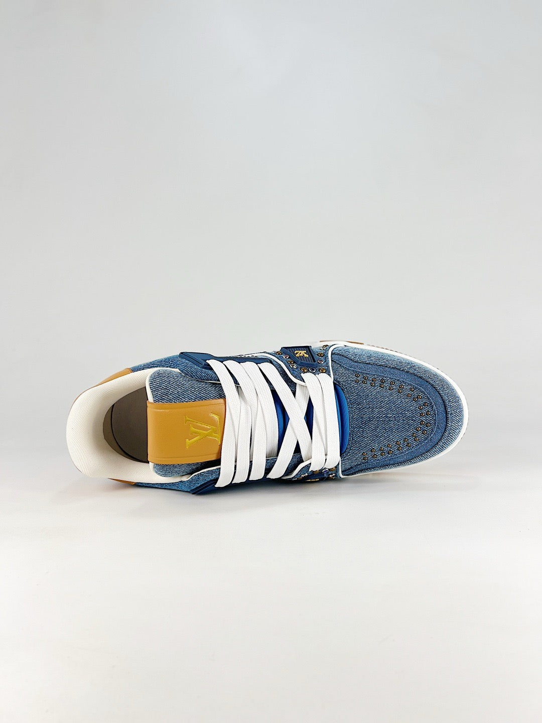 LV Trainer Blue Denim Rivet Sneakers Fashion Streetwear Leather Trainers Unisex