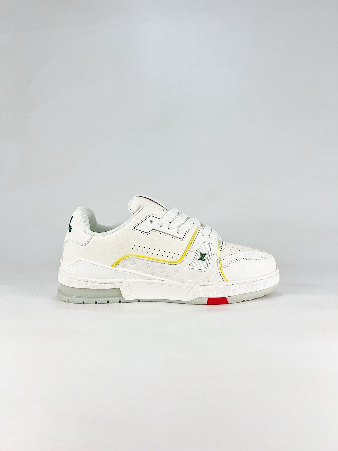 LV Skate Sneaker  Crystal Embellished Casual Shoes Unisex Beige and Colorful Label Name Style