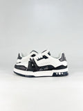 LV Skate Sneaker  Crystal Embellished Casual Shoes Unisex Black and white monogram patchwork