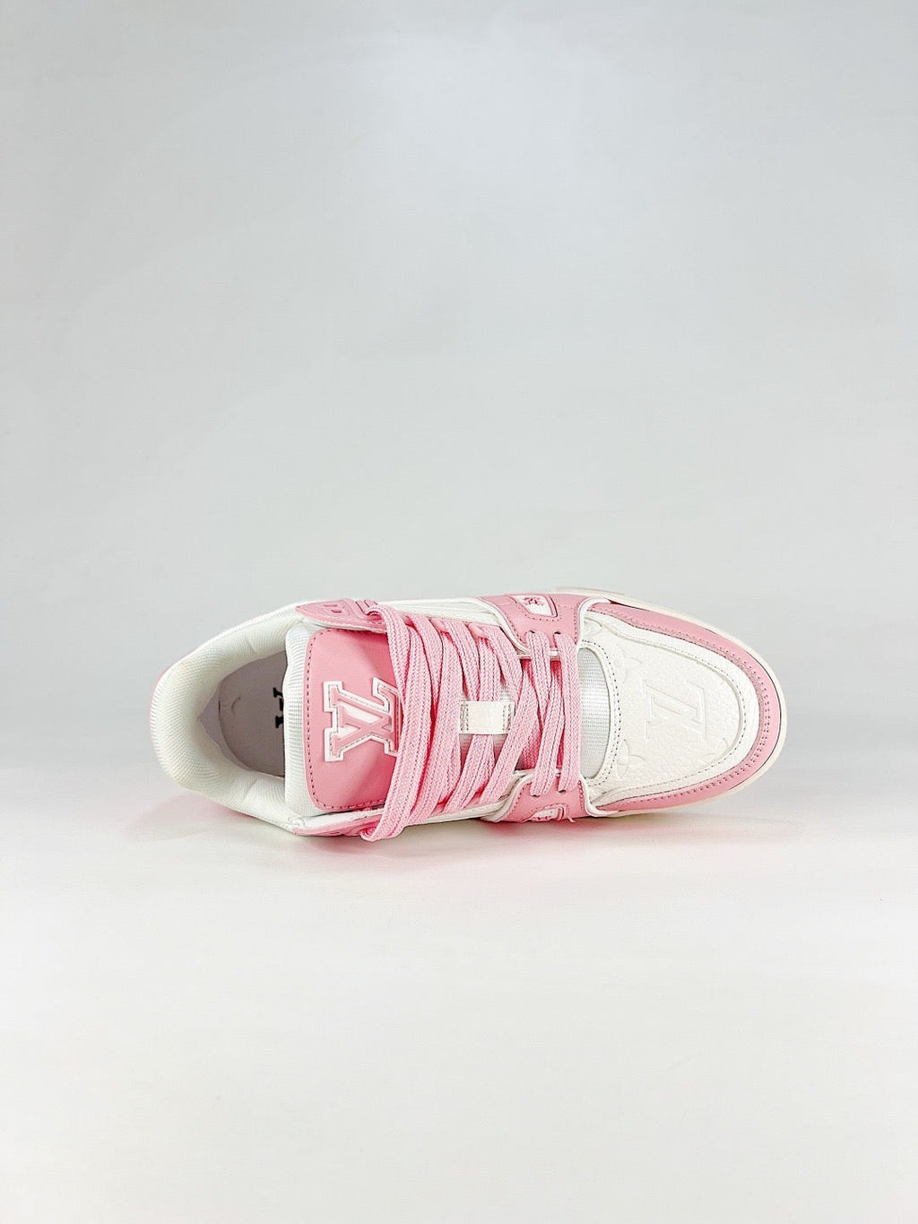 LV Skate Sneaker  Crystal Embellished Casual Shoes Unisex Pink and white color block