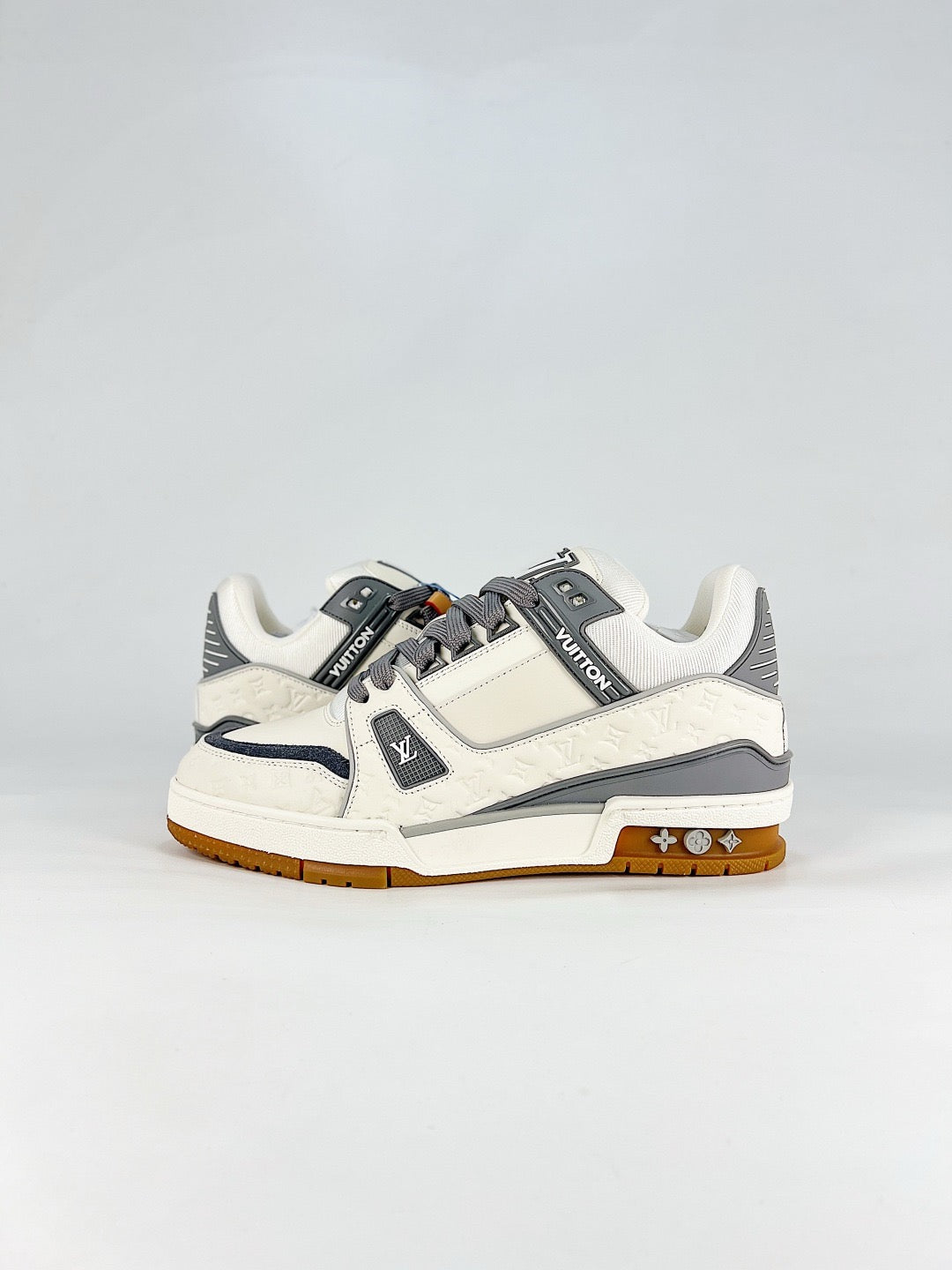 LV Trainer Off White Grey Monogram Sneakers Luxury Low Top Trainers Unisex