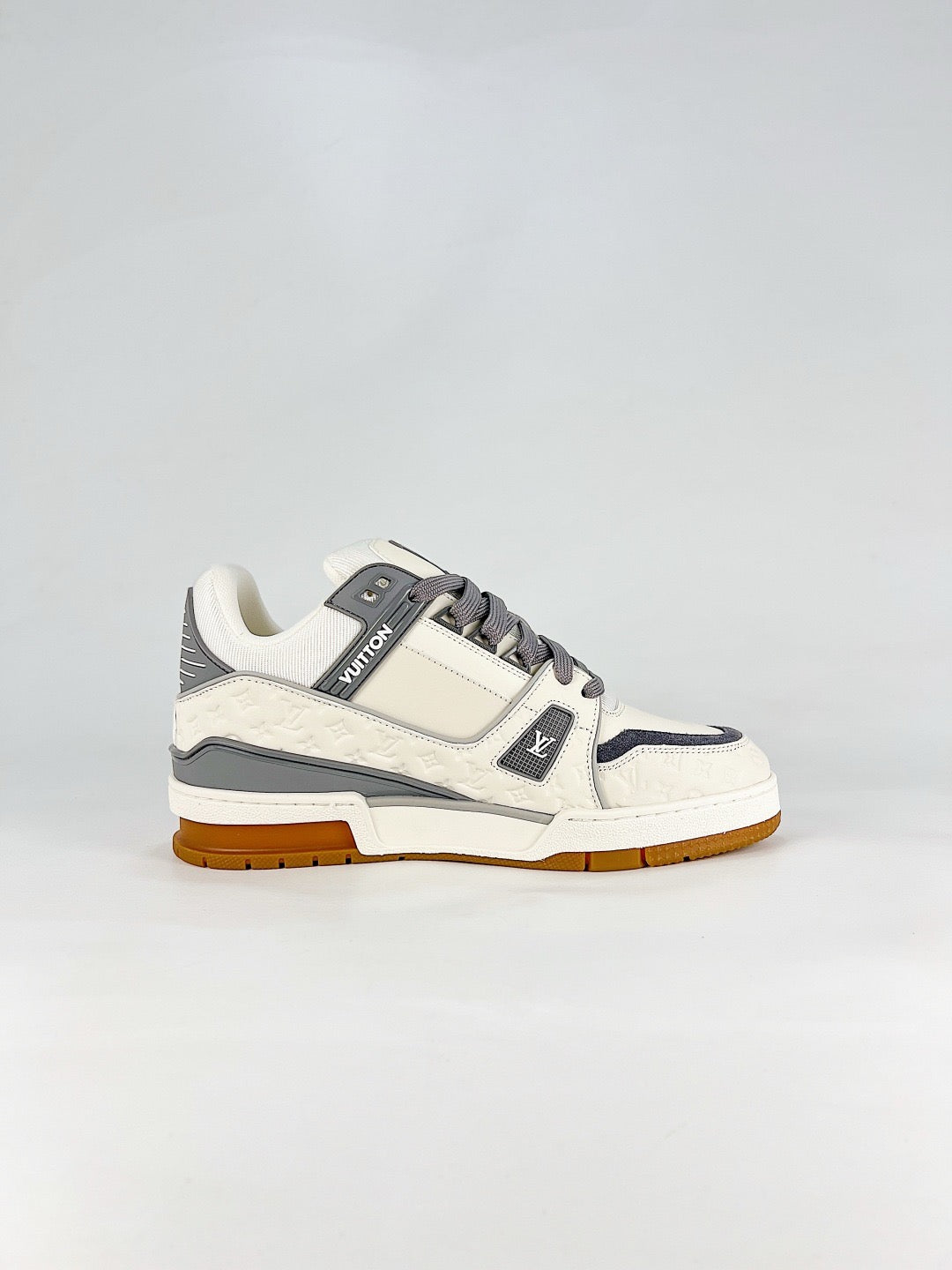 LV Trainer Off White Grey Monogram Sneakers Luxury Low Top Trainers Unisex