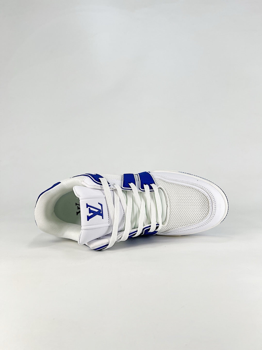 LV Trainer Sneakers Men Women White Blue Mesh Leather Casual Skate Shoes