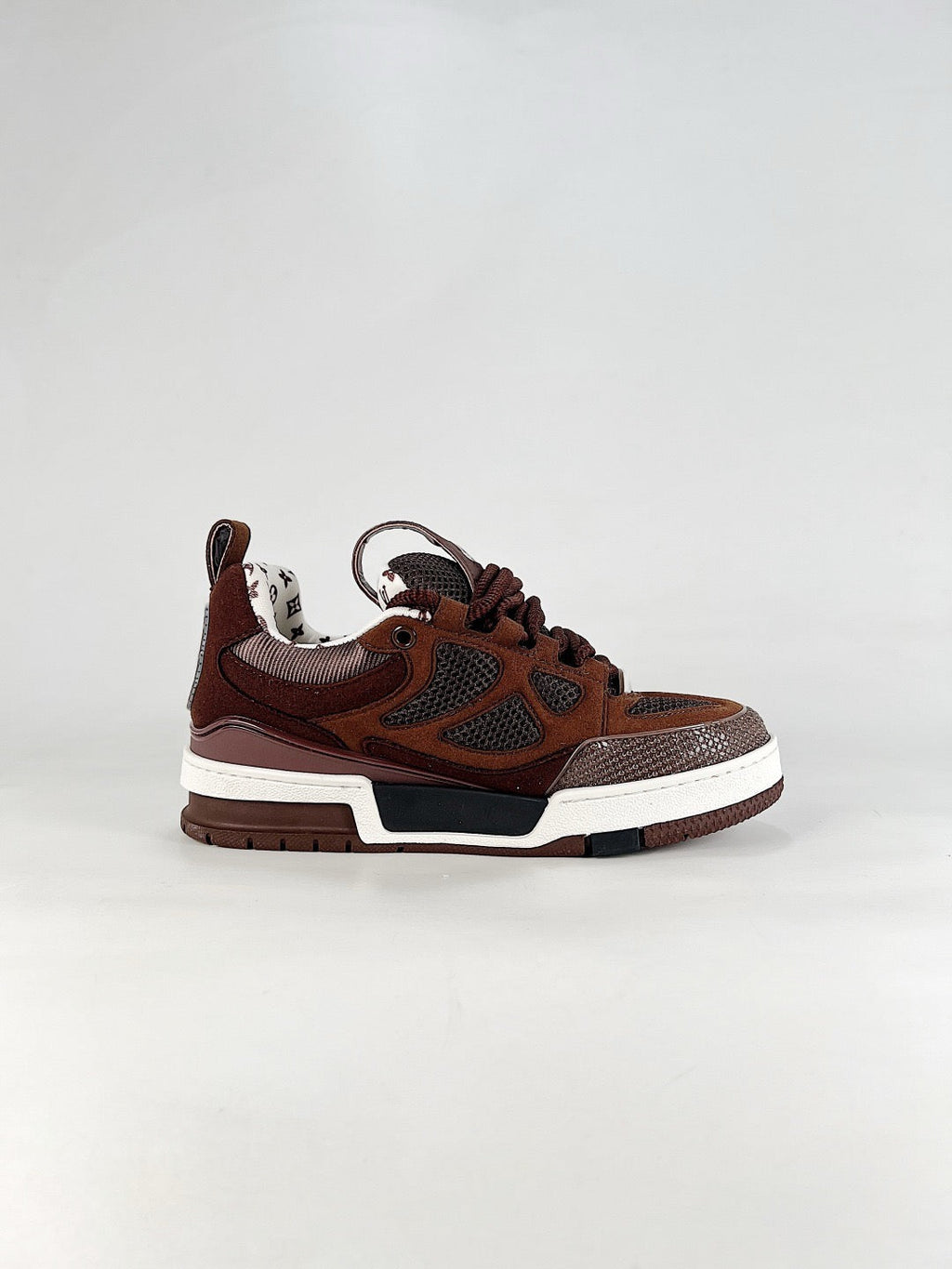 LV Skate Sneakers Men Women Brown Mesh Suede Casual Skate Shoes