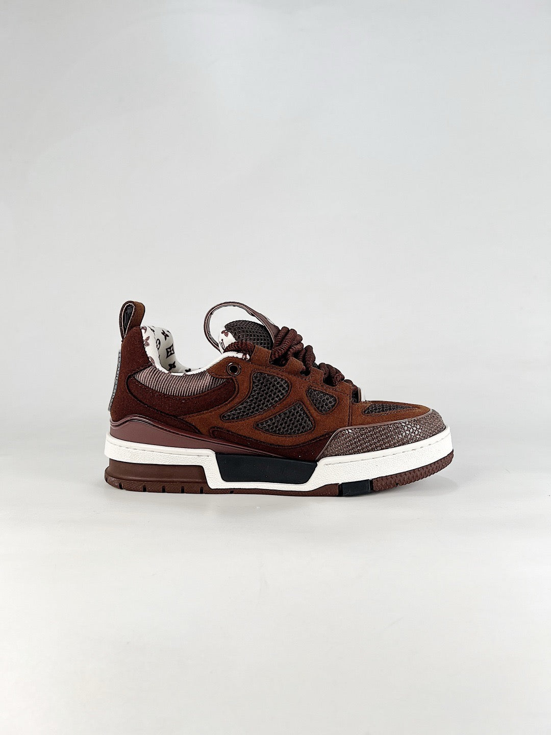 LV Skate Sneakers Men Women Brown Mesh Suede Casual Skate Shoes