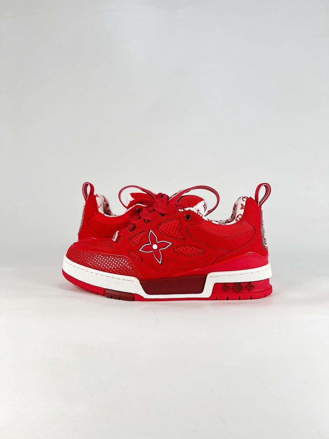 LV Skate Sneakers Men Women Red Mesh Suede Casual Skate Shoes