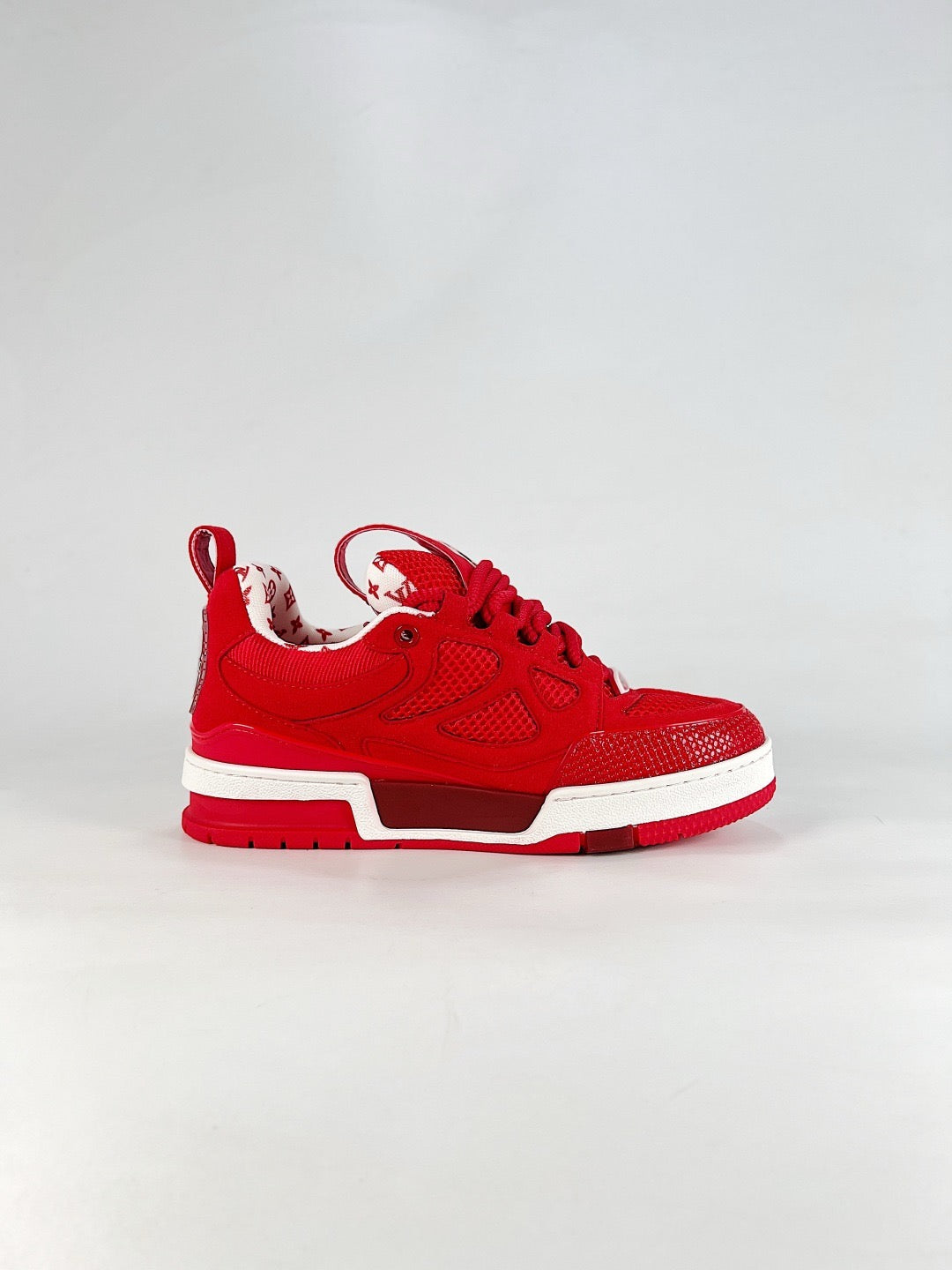 LV Skate Sneakers Men Women Red Mesh Suede Casual Skate Shoes