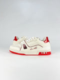 LV Trainer Sneakers Men Women Off White Red Heel Signature Casual Skate Shoes