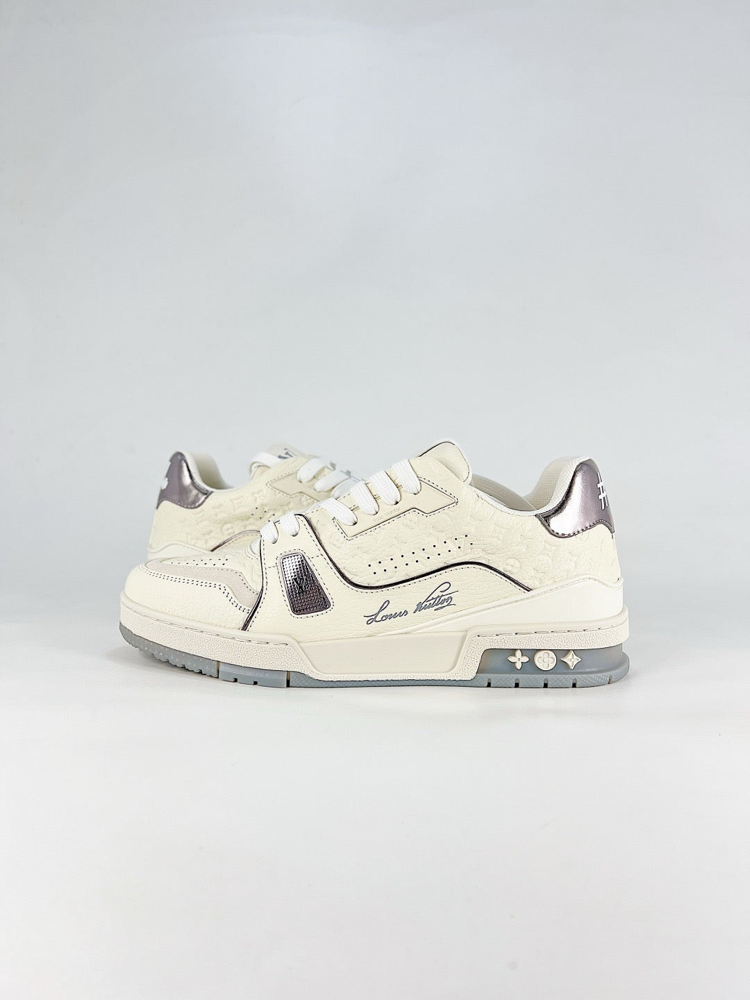 LV Trainer Sneakers Men Women Off White Silver Heel Signature Casual Skate Shoes