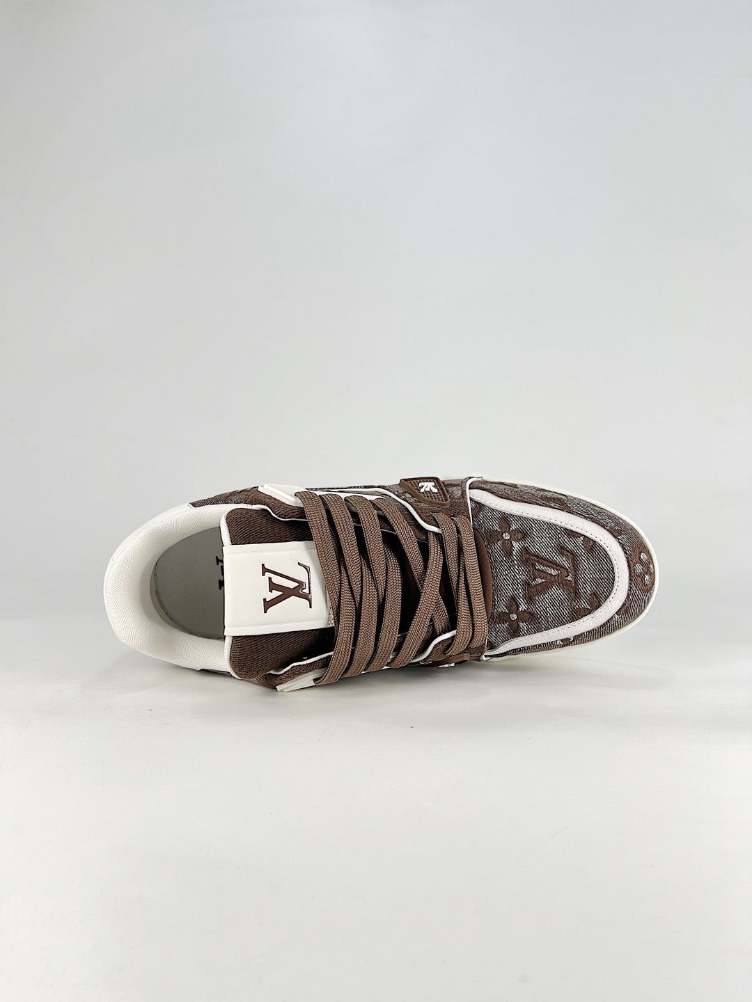 LV Trainer Sneakers Men Women Brown Monogram Denim Signature Casual Skate Shoes