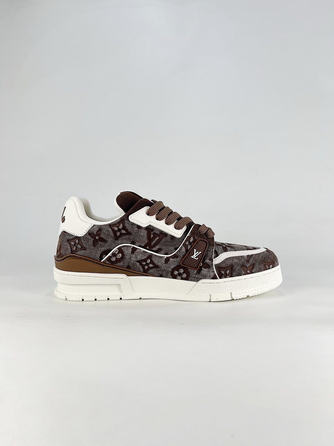 LV Trainer Sneakers Men Women Brown Monogram Denim Signature Casual Skate Shoes