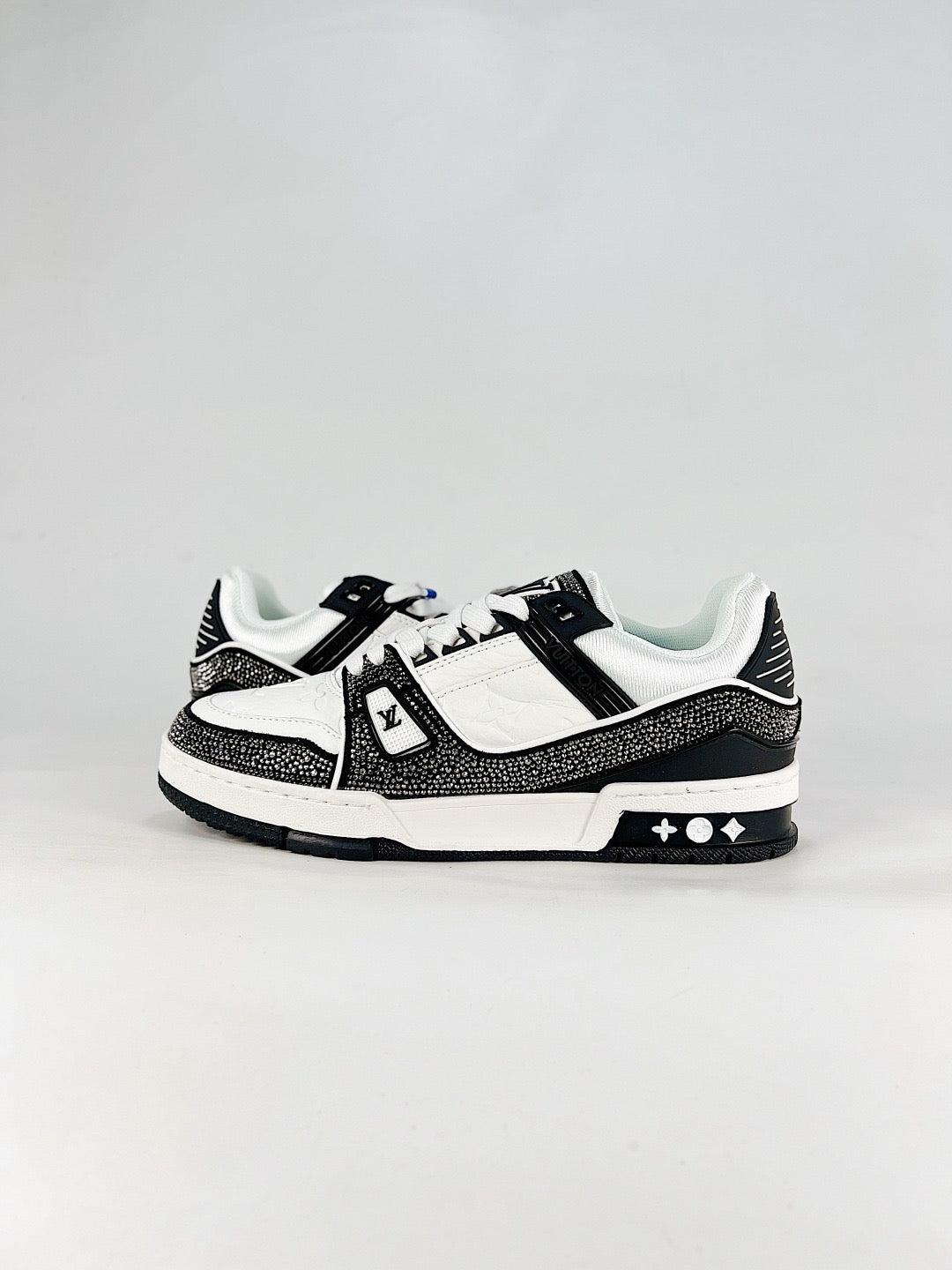 LV Trainer Sneakers Men Women Black White Rhinestone Casual Skate Shoes