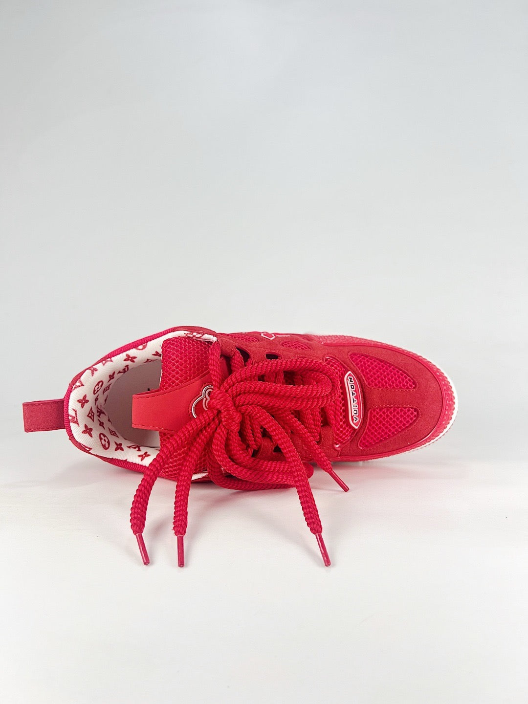 LV Skate Sneakers Men Women All Red Suede Mesh Casual Skate Shoes