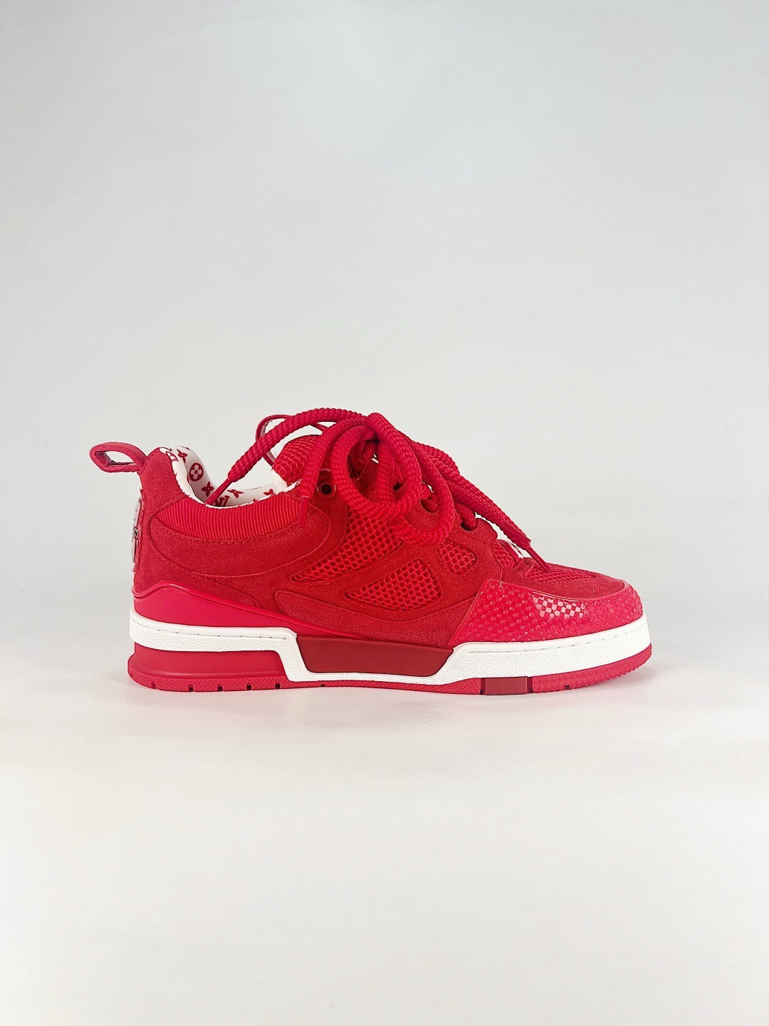 LV Skate Sneakers Men Women All Red Suede Mesh Casual Skate Shoes