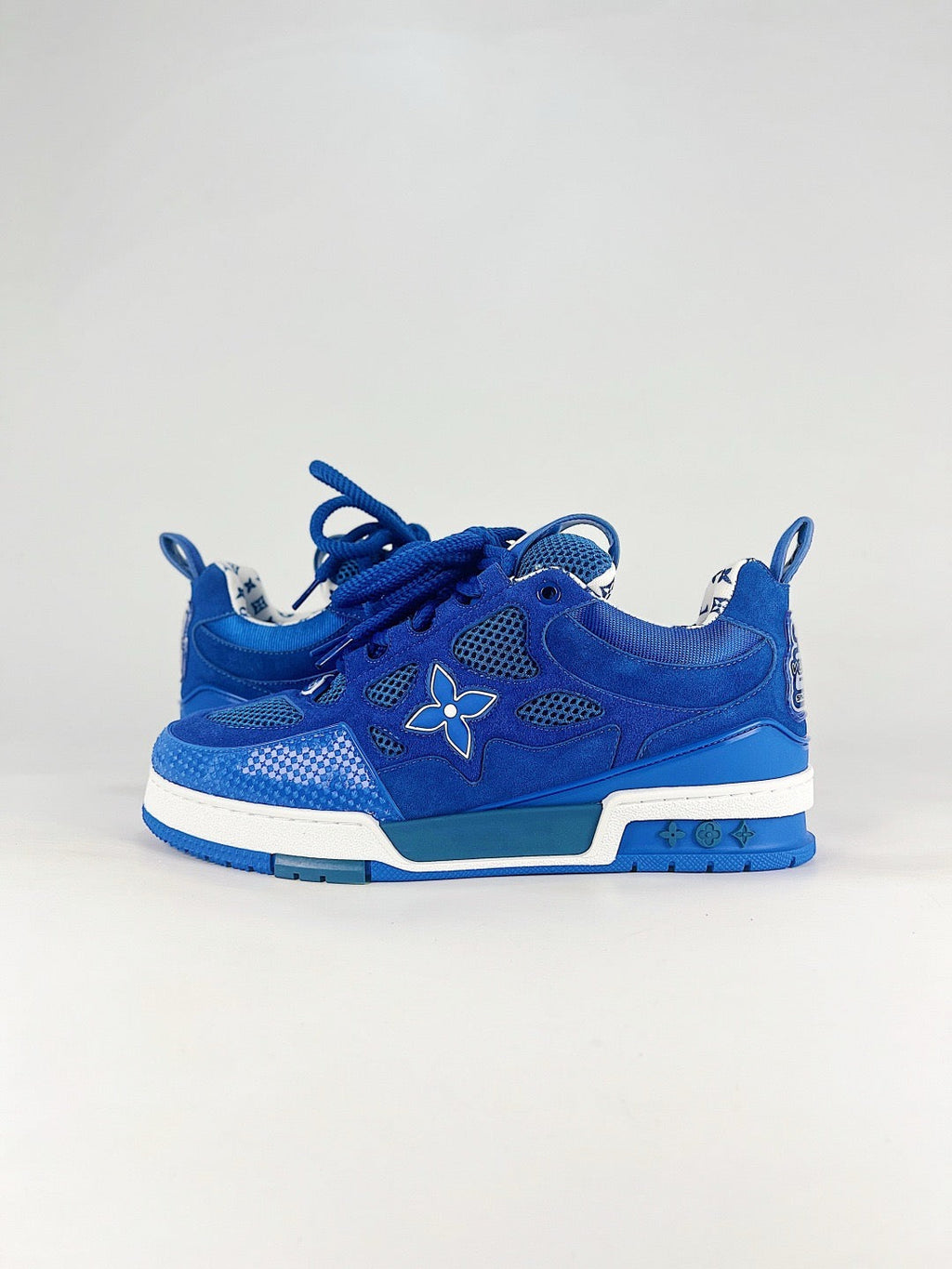 LV Skate Sneakers Men Women All Blue Suede Mesh Casual Skate Shoes
