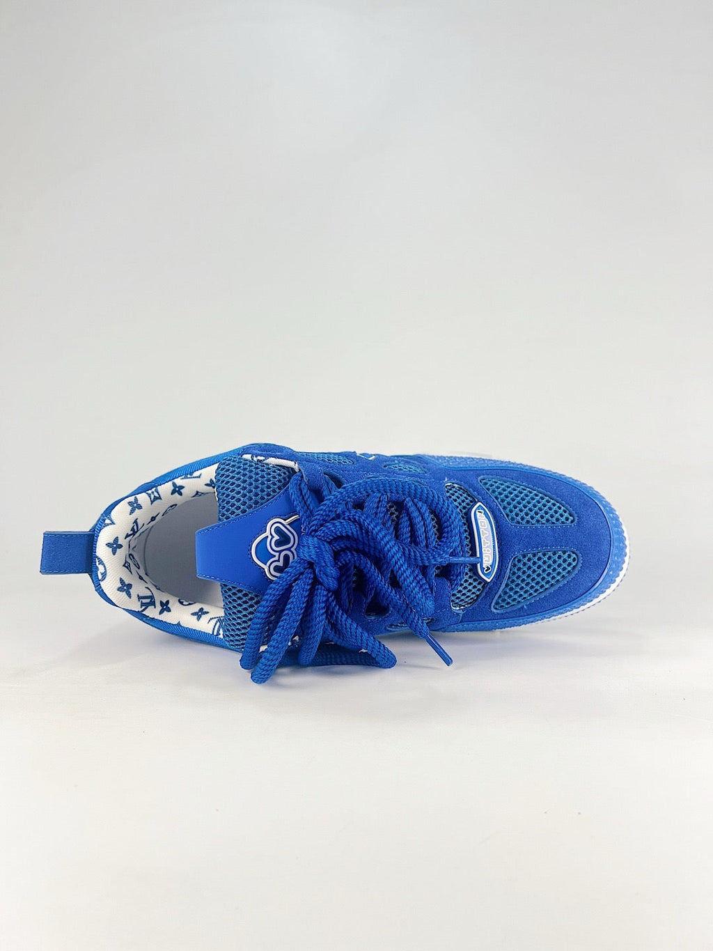 LV Skate Sneakers Men Women All Blue Suede Mesh Casual Skate Shoes