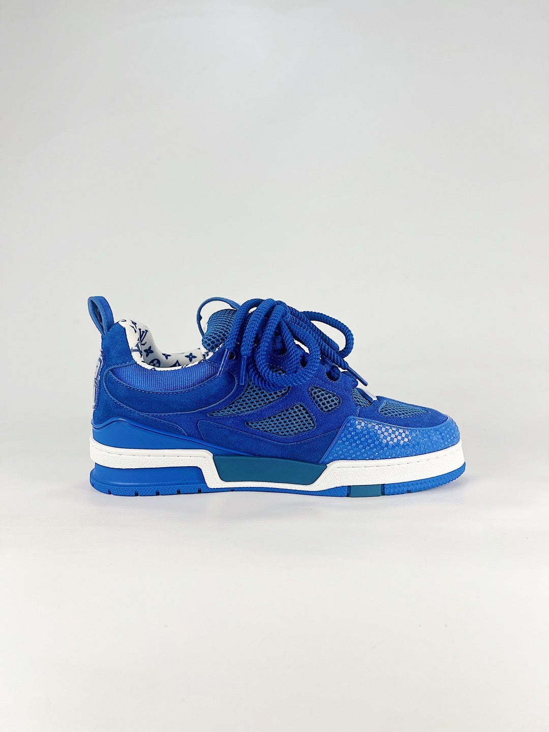 LV Skate Sneakers Men Women All Blue Suede Mesh Casual Skate Shoes
