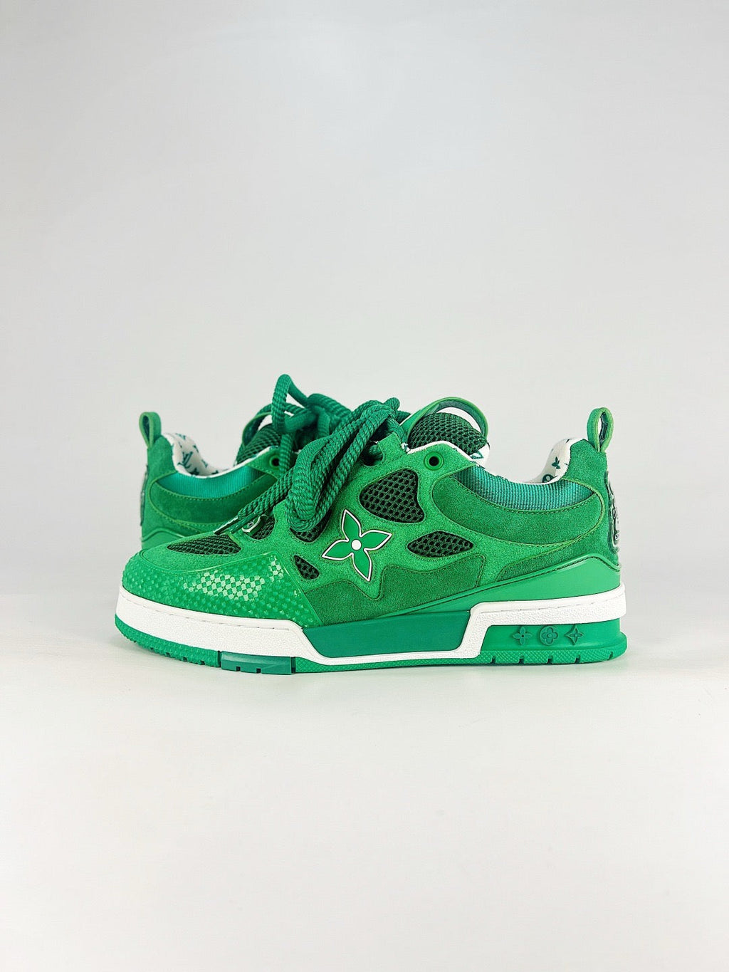 LV Skate Sneakers Men Women All Green Suede Mesh Casual Skate Shoes