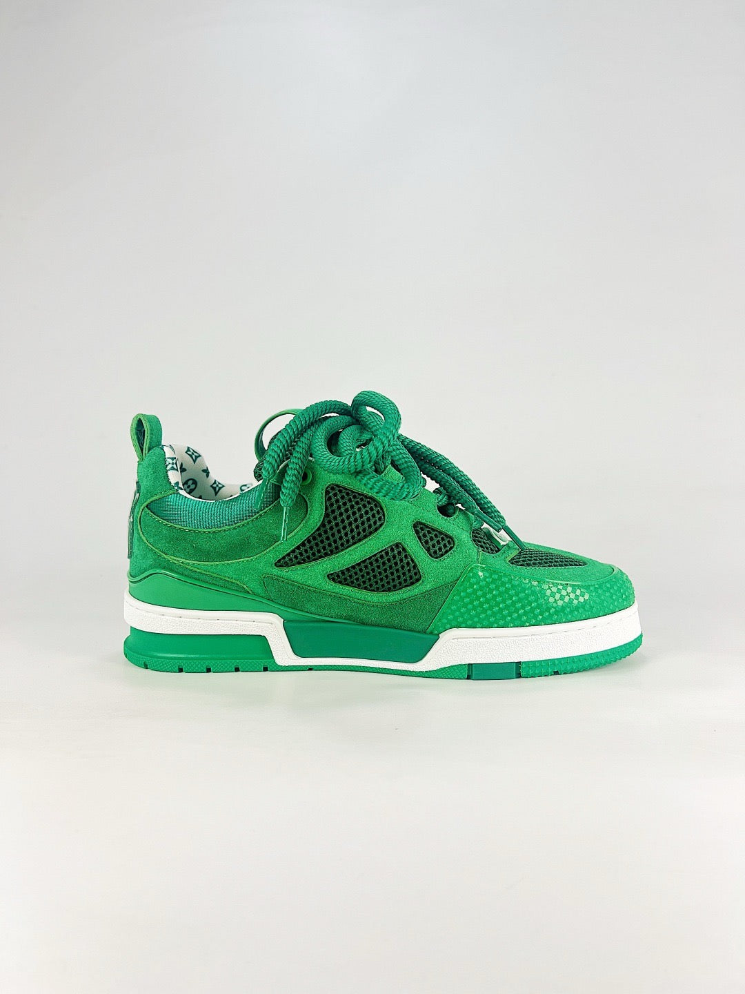 LV Skate Sneakers Men Women All Green Suede Mesh Casual Skate Shoes