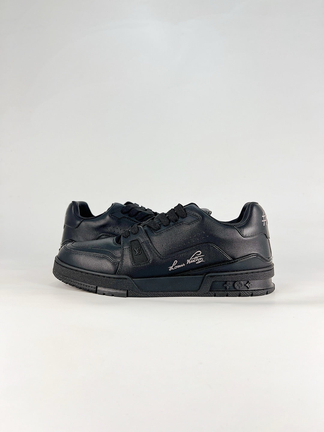 LV Trainer Sneakers Men Women All Black Leather Signature Casual Skate Shoes