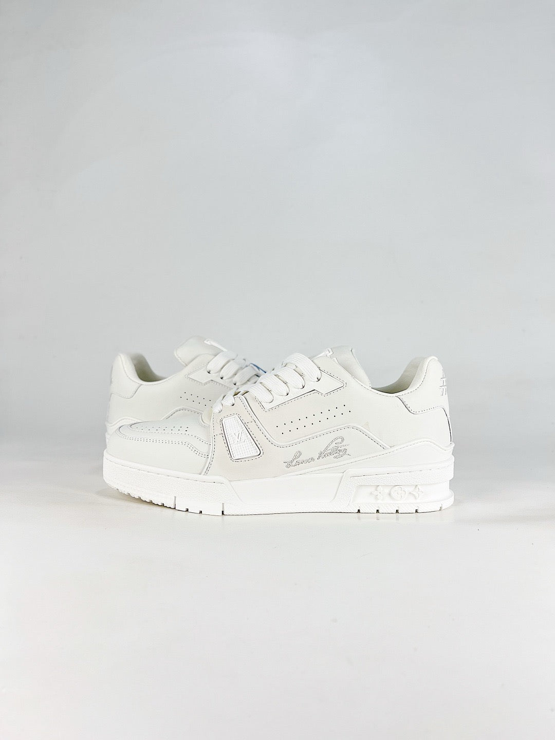 LV Trainer Sneakers Men Women All White Leather Signature Casual Skate Shoes