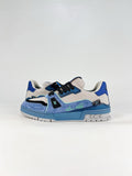 LV Trainer Sneakers Men Women Blue Grey Suede Fabric Casual Skate Shoes