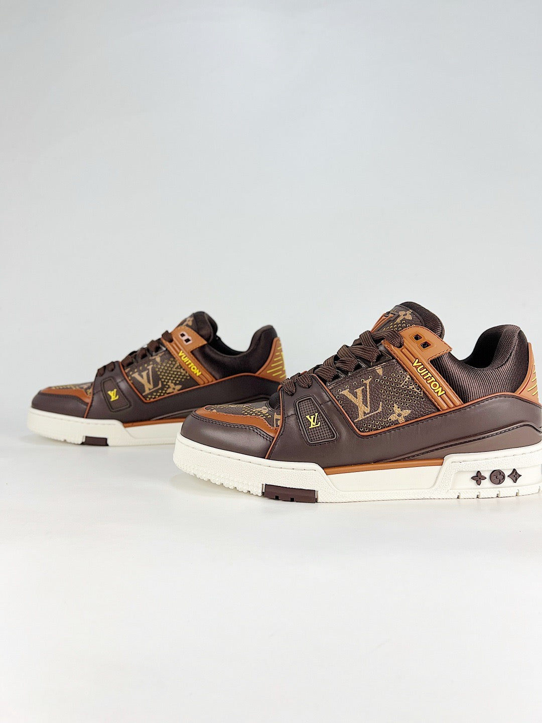 LV Trainer Sneakers Men Women Brown Monogram Rhinestone Casual Skate Shoes