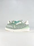 LV Trainer Sneakers Men Women Light Green Monogram Denim Casual Skate Shoes