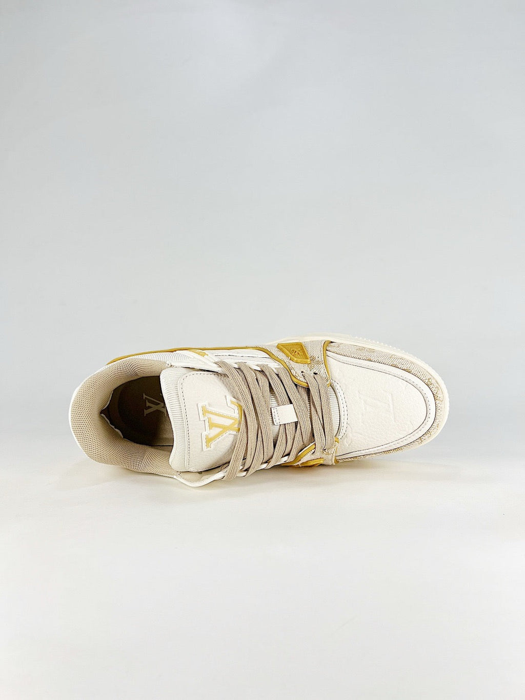 LV Trainer Sneakers Men Women Cream Monogram Denim Casual Skate Shoes