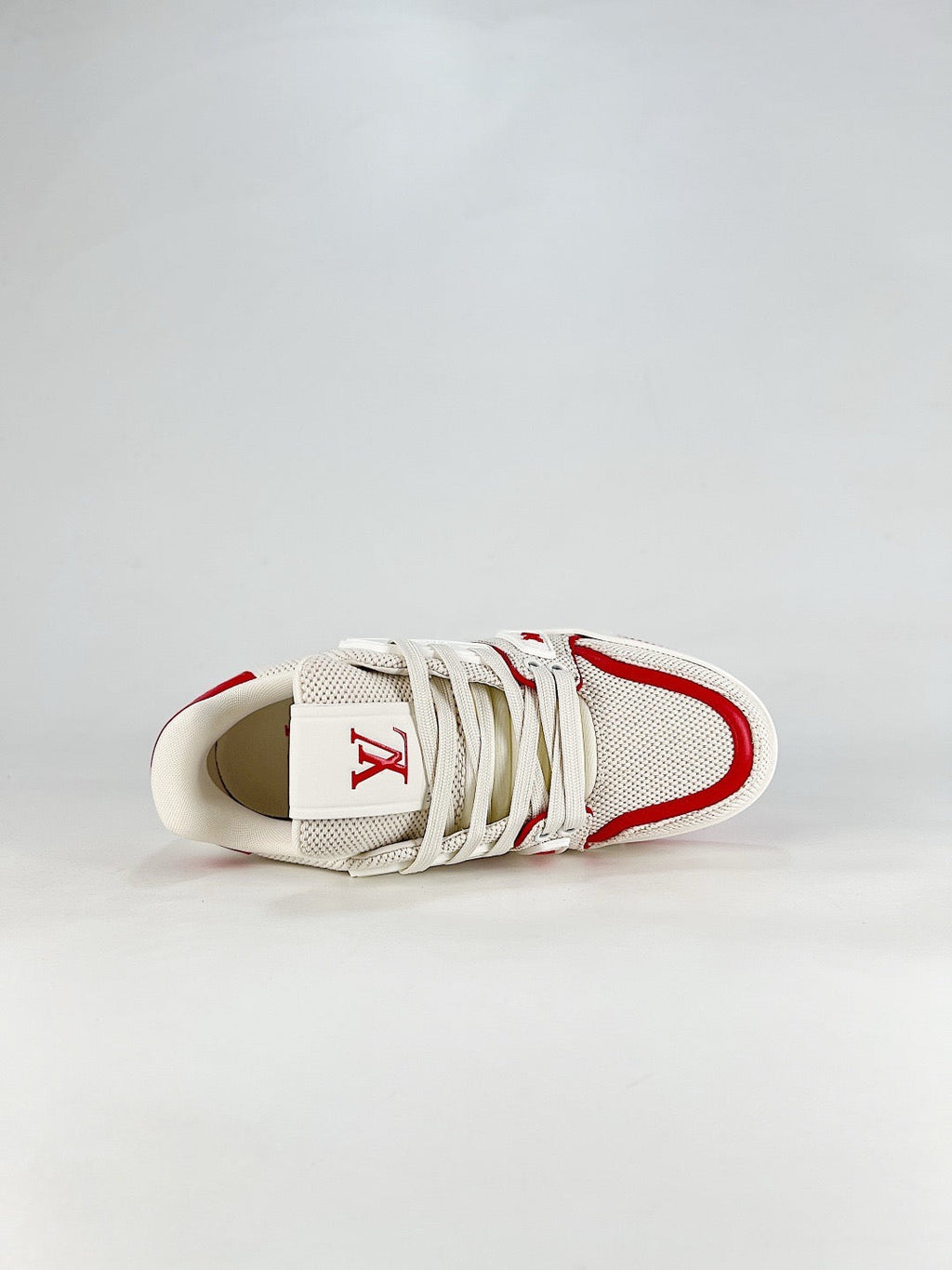 LV Trainer Sneakers Men Women White Red Mesh Casual Skate Shoes