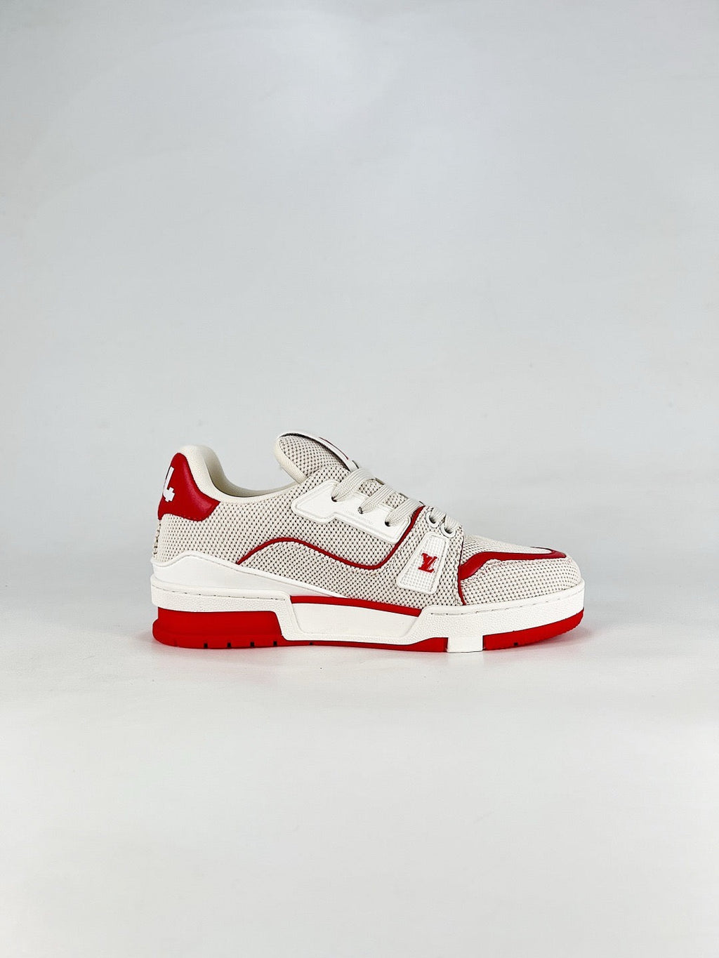 LV Trainer Sneakers Men Women White Red Mesh Casual Skate Shoes